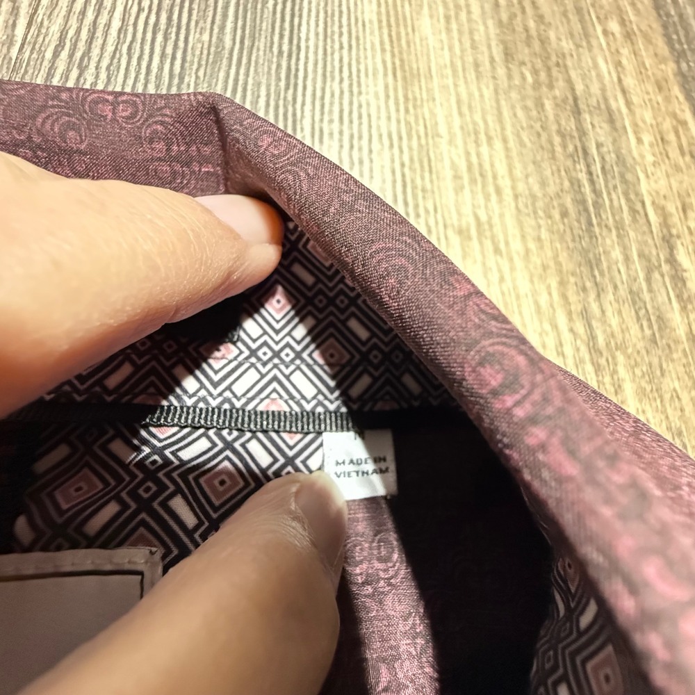 7 Diamonds Liberty Shirt Burgundy Geometric Stretch Minimalist - Picture 4 of 5